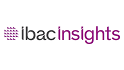 A circle composed of purple triangles with the words 'ibac insights' next to it