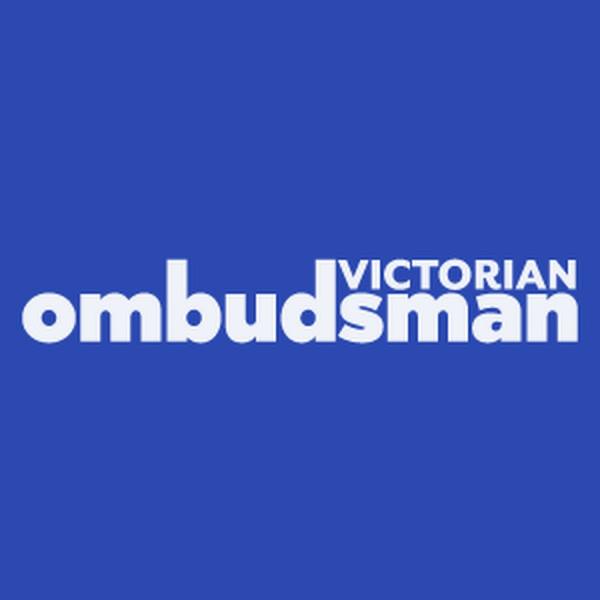 A blue background with the words 'Victorian ombudsman' written in white