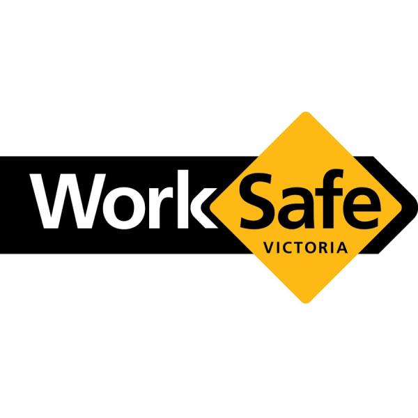 a black line with a yellow diamond on it's right, Showcasing the business name 'worksafe victoria'