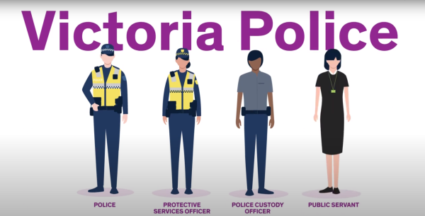 Victoria police employees include police, protective service officers, police custody officers and public servants
